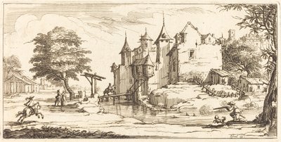 Castelo com ponte levadiça de After Jacques Callot