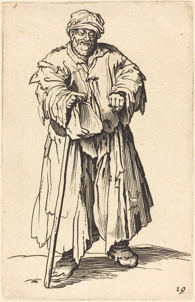 Mendigo Gordo de Olhos Baixos de After Jacques Callot