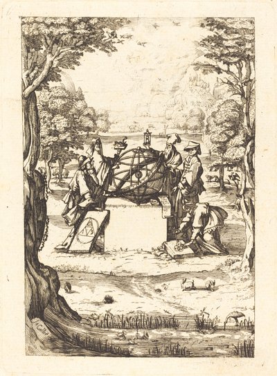 Frontispício para a Cosmologia Sagrada (Título com Astrólogos) de After Jacques Callot