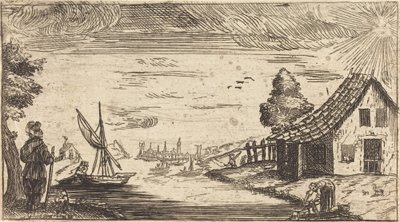 Paisagem com Figura e Barco de After Jacques Callot