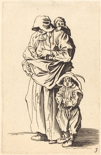 Mãe e três filhos de After Jacques Callot