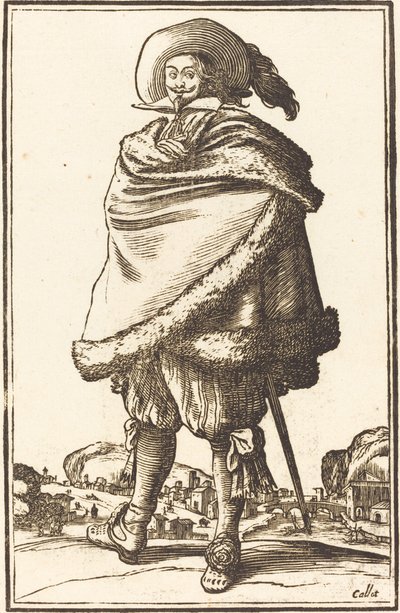 Noble Man Wrapped in a Mantle Trimmed with Fur de After Jacques Callot