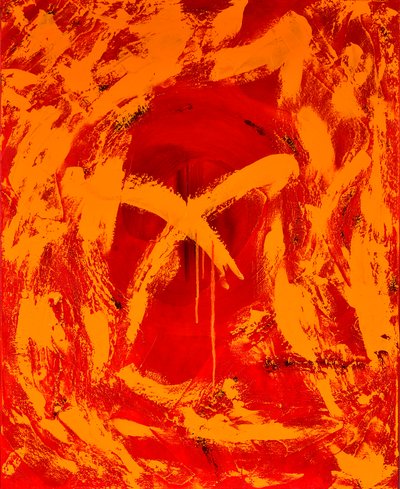 Vermelho 1, 2014 (técnica mista com óleo sobre tela) de Agnes Girardon