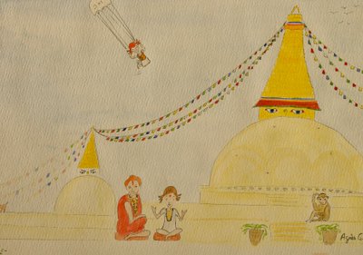 The Voyage, Kathmandu, 2015 , aguarela sobre papel de Agnes Girardon