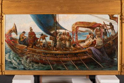 O Voo de António e Cleópatra da Batalha de Áctio, c.1897 (óleo sobre tela) de Agnes Pringle