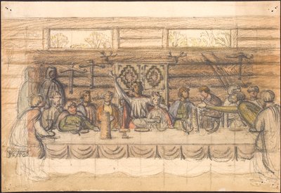 Rascunho inicial de Valdemar Sejr e a festa em Lyø de Agnes Slott Møller
