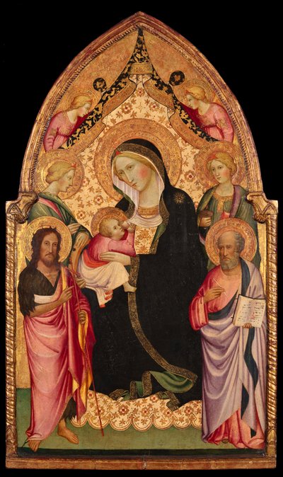 A Madona da humildade com santos e anjos de Agnolo (circle of) Gaddi