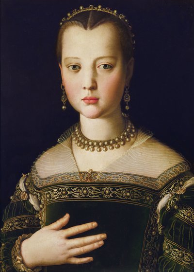 Retrato de Maria de &39;Medici, 1551 (têmpera no painel) de Agnolo Bronzino