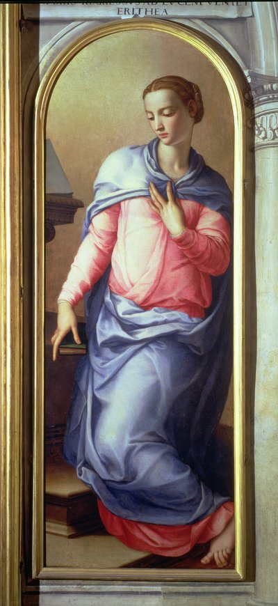 A Virgem, painel da direita de uma Anunciação, 1555 (ver também 82440) de Agnolo Bronzino
