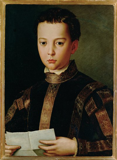 O Grão-Duque Francisco I Médicis em criança (pintura sobre madeira) de Agnolo di Cosimo Bronzino