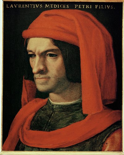 Medici, Lorenzo o Magnífico (óleo sobre madeira) de Agnolo di Cosimo Bronzino