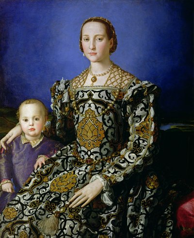 Retrato de Leonor de Toledo e seu filho, Giovanni de Medici, c.1544-45 (têmpera no painel) de Agnolo Bronzino