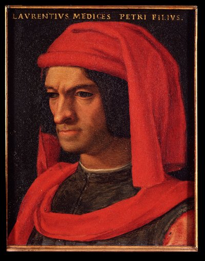 Retrato de Laurent, o Magnífico (Lorenzo il Magnifico) (óleo sobre cobre) de Agnolo Bronzino