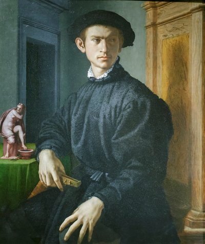 Retrato de um jovem com um alaúde de Agnolo Bronzino
