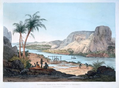 Vista exterior dos dois templos em Ybsambul, Egito, 1820 de Agostino Aglio