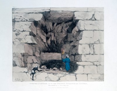 Passagem forçada na segunda pirâmide de Ghizeh, Egito, 1820 de Agostino Aglio