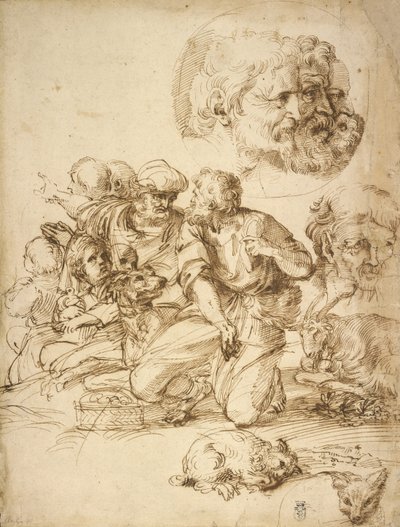 Um grupo de pastores e outros estudos de Agostino Carracci