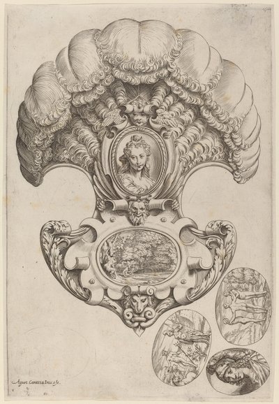 Um capacete em forma de leque de Agostino Carracci
