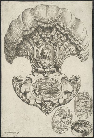 Um capacete em forma de leque de Agostino Carracci
