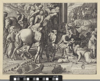 Adoração pelos reis (secção inferior esquerda) de Agostino Carracci