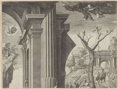 Adoração dos Magos (parte superior direita) de Agostino Carracci