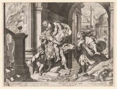 Enéias e sua família fugindo de Tróia de Agostino Carracci