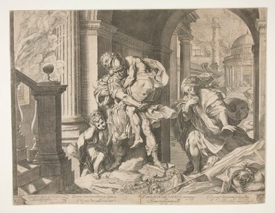 Enéias e sua família fugindo de Tróia de Agostino Carracci