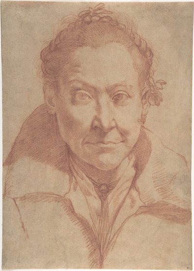 Retrato de busto de uma mulher (recto); estudo de busto de uma rapariga (verso) de Agostino Carracci