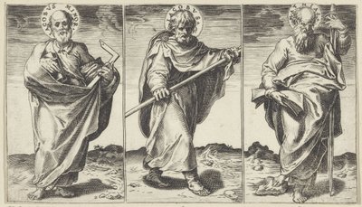 Tiago Menor, Tiago Maior e Matias Cristo, Maria, João Batista e os Apóstolos (título da série) de Agostino Carracci