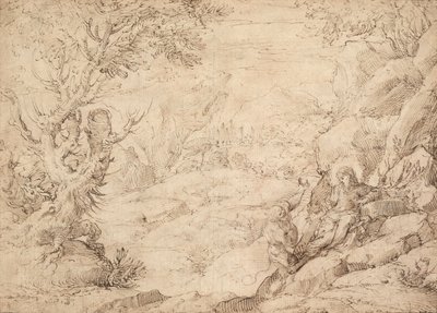 Paisagem com a Tentação de Cristo de Agostino Carracci