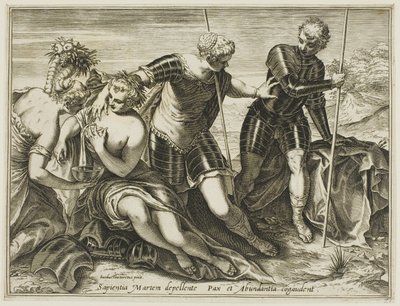 Marte Afastado da Paz e Abundância por Minerva de Agostino Carracci