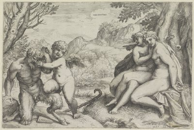 O amor conquista tudo (título no objeto) de Agostino Carracci