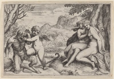 Pan Taming Eros de Agostino Carracci