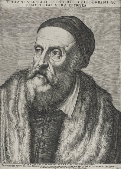 Portait of Titian, 1587 (gravura sobre papel avergoado com filigrana) de Agostino Carracci