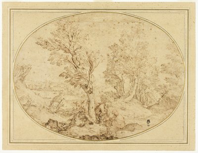 Descanse na fuga para o Egito de Agostino Carracci