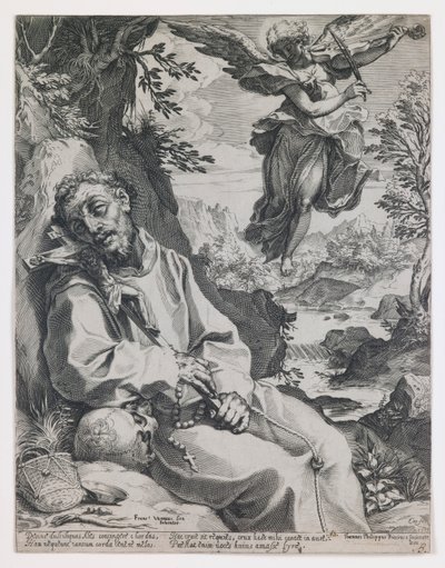 São Francisco consolado pelo anjo músico de Agostino Carracci