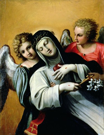 O êxtase de Santa Catarina (óleo sobre tela) de Agostino Carracci