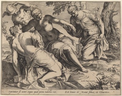 Mercúrio e as Três Graças de Agostino Carracci after Jacopo Tintoretto