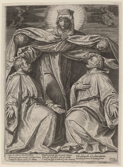 A Madonna protegendo dois membros de uma confraria de Agostino Carracci after Veronese