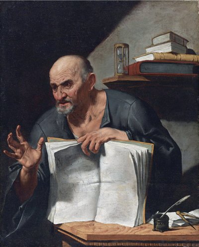 Dionysius Cato (3eme ou 4eme siecle) - Peinture de Agostino Scilla (1629-1700), - Óleo sobre tela, 98,5x80,6 - Colecção Privada de Agostino Scilla