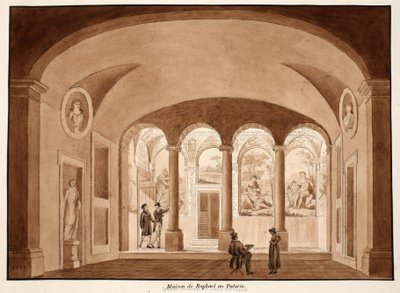 Casa de Rafael no Palatino, 1833 (gravura com lavagem marrom) de Agostino Tofanelli