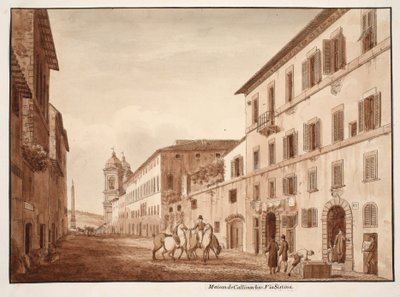 A Casa de Callimachus, Via Sistina, 1833 (gravura com lavagem marrom) de Agostino Tofanelli