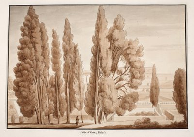 A Villa d&39;Este, 1833 (gravura com lavagem marrom) de Agostino Tofanelli