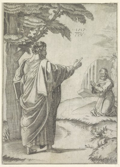 São Paulo e um monge franciscano de Agostino Veneziano