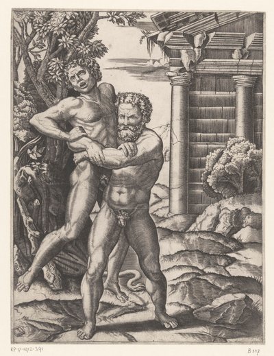 Hércules luta com Antaeus de Agostino Veneziano