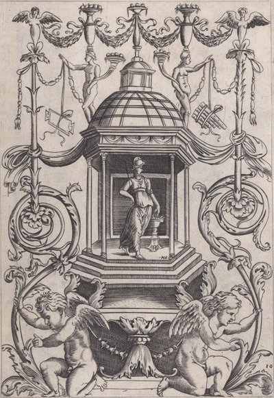 Painel Ornamental, ca. 1514-36. de Agostino Veneziano