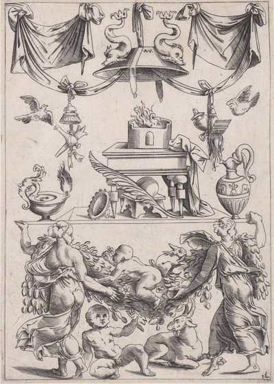 Painel Ornamental, ca. 1514-36. de Agostino Veneziano