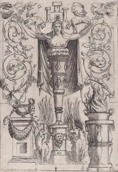 Painel Ornamental, ca. 1514-36. de Agostino Veneziano
