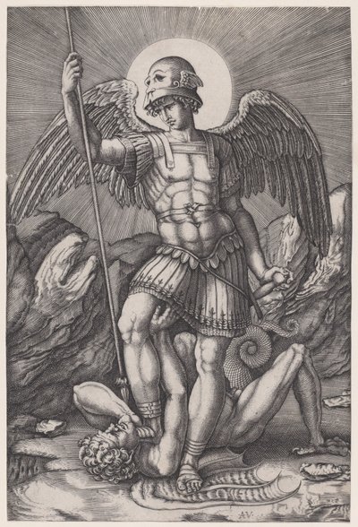 São Miguel, c. 1514-16. de Agostino Veneziano