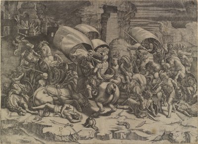 Batalha entre Cipião Africano e os cartagineses ("La bataille au coutelas") de Agostino Veneziano